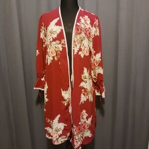 Vintage Oscar de la Renta‎ Pink Label Floral Print Kimono Robe S/M no sash
